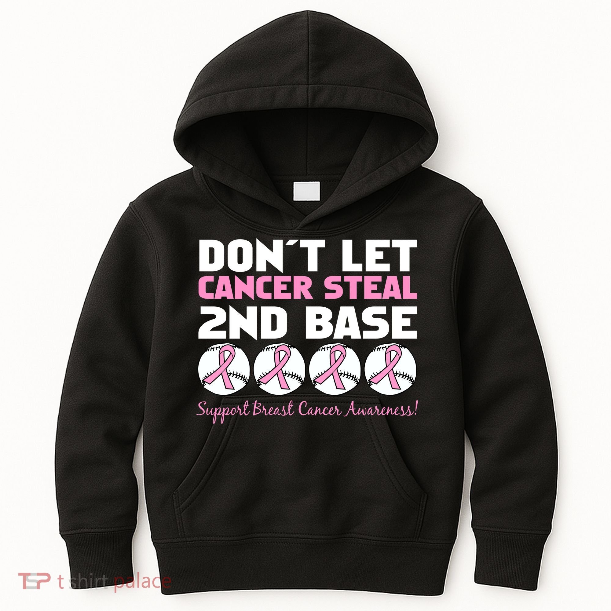 Don't Let Breast Cancer Steal Second 2nd Base Kids Hoodie