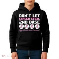 Don't Let Breast Cancer Steal Second 2nd Base Kids Hoodie thumb 4