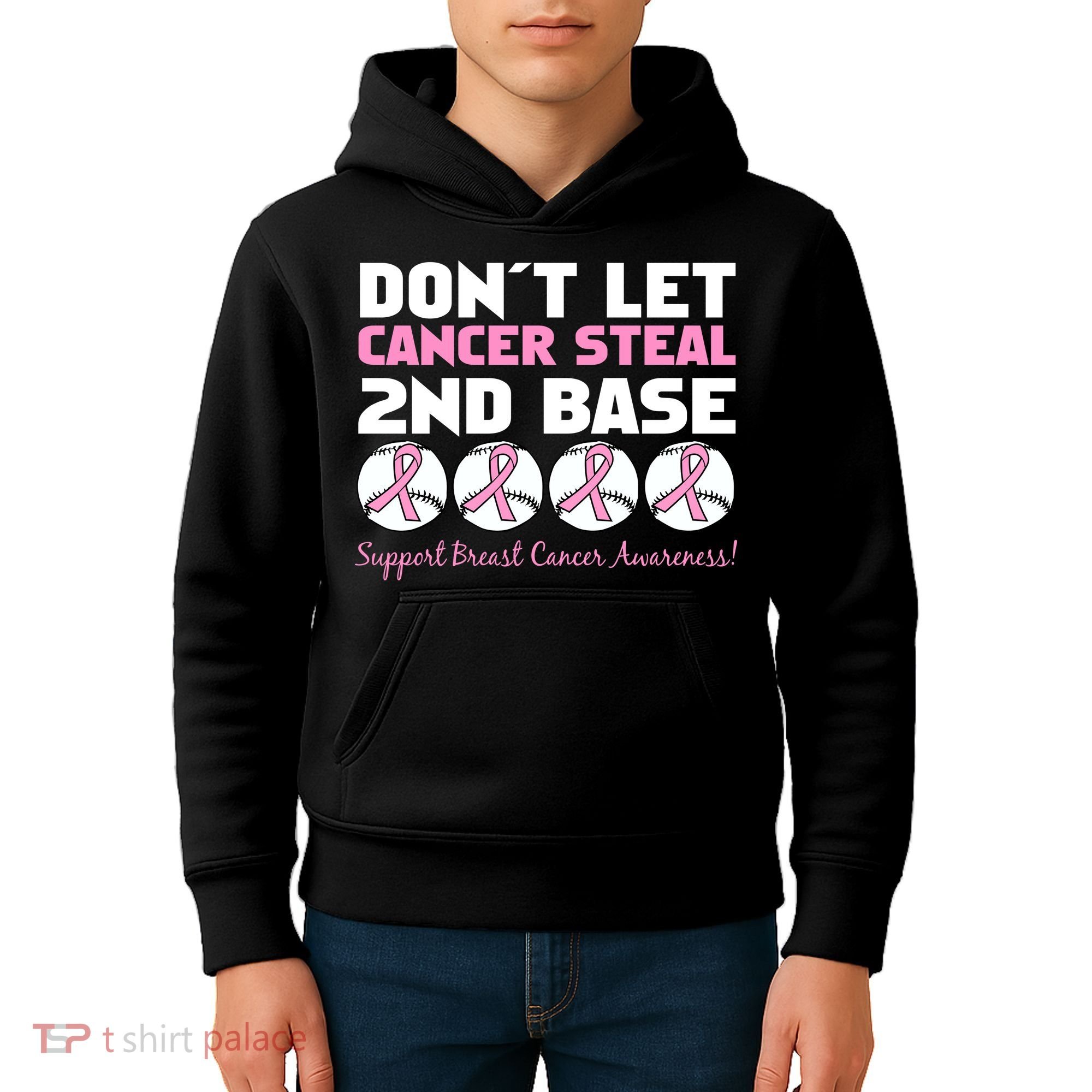 Don't Let Breast Cancer Steal Second 2nd Base Kids Hoodie