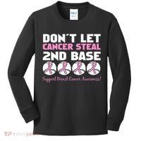 Don't Let Breast Cancer Steal Second 2nd Base Kids Long Sleeve Shirt thumb 0