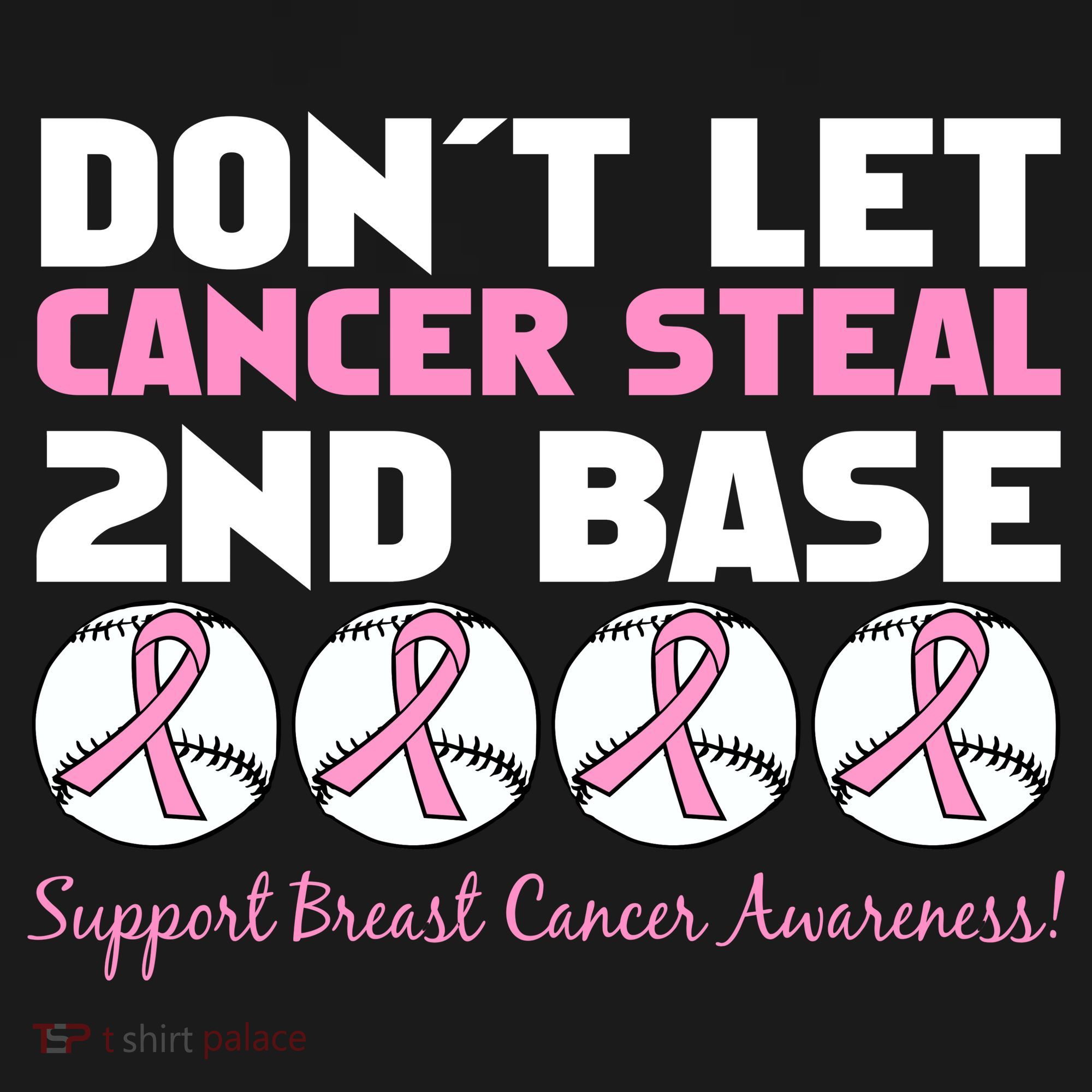 Don't Let Breast Cancer Steal Second 2nd Base Kids Long Sleeve Shirt