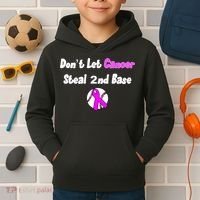 Don't Let Cancer Steal Second Base Kids Hoodie thumb 2