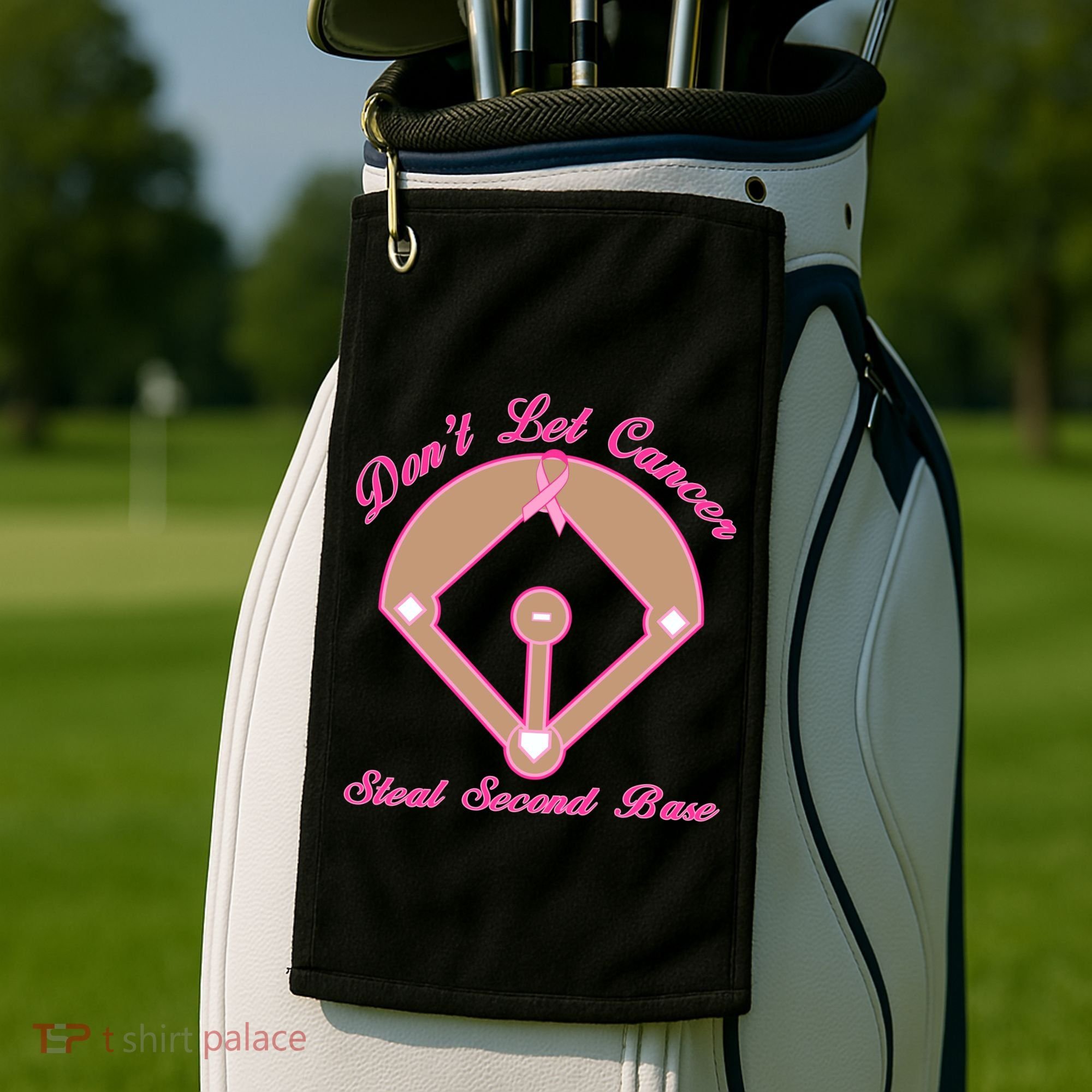 Don't Let Cancer Steal Second Base Diamond Golf Towel