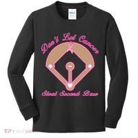 Don't Let Cancer Steal Second Base Diamond Kids Long Sleeve Shirt thumb 0
