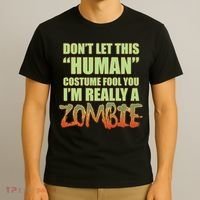 Don't Let This Human Costume Fool You I'm Really A Zombie T-Shirt thumb 3