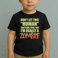 Don't Let This Human Costume Fool You I'm Really A Zombie Toddler T-Shirt thumb 2