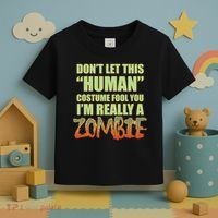 Don't Let This Human Costume Fool You I'm Really A Zombie Toddler T-Shirt thumb 3