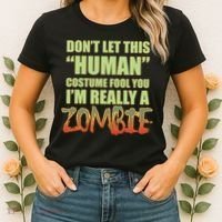 Don't Let This Human Costume Fool You I'm Really A Zombie Women's T-Shirt thumb 2