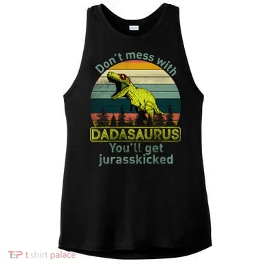 Don't Mess With Dadasaurus Ladies PosiCharge Tri-Blend Wicking Tank