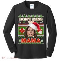 Don't Mess With Mama Pelosi Ugly Christmas Sweater Kids Long Sleeve Shirt thumb 0