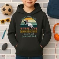 Don't Mess With Mamasaurus Jurrasskicked Kids Hoodie thumb 2