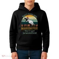 Don't Mess With Mamasaurus Jurrasskicked Kids Hoodie thumb 4