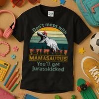 Don't Mess With Mamasaurus Jurrasskicked Kids T-Shirt thumb 3