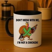 Don't Mess With Me I'm Not A Chicken Turkey Gun Coffee Mug thumb 4