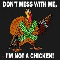 Don't Mess With Me I'm Not A Chicken Turkey Gun Ornament thumb 1