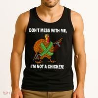 Don't Mess With Me I'm Not A Chicken Turkey Gun Tank Top thumb 3