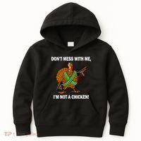 Don't Mess With Me I'm Not A Chicken Turkey Gun Kids Hoodie thumb 0