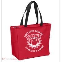 Don't Mess With Me My Brother Is A Marine Bulldog Tote Bag thumb 2