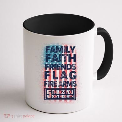 Don't Mess With Us Tough American Coffee Mug back
