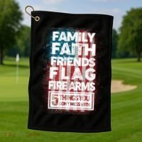 Don't Mess With Us Tough American Golf Towel thumb 1