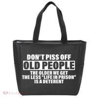 Don't Piss Off Old People Funny Tote Bag thumb 0