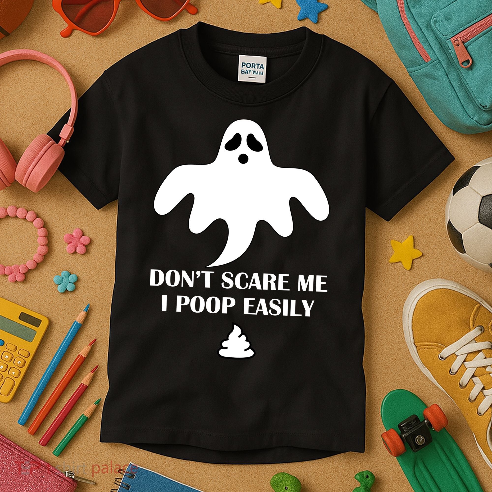 Don't Scare Me I Poop Easily Kids T-Shirt