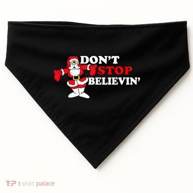 Don't Stop Believin Santa USA-Made Doggie Bandana