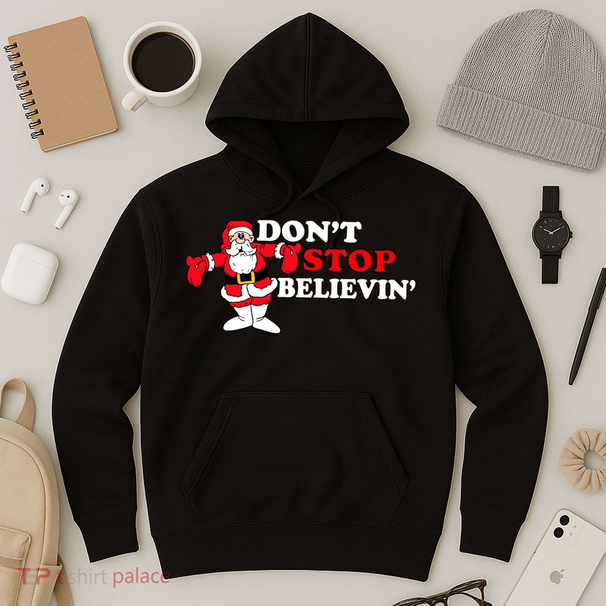 Don't Stop Believin Santa Hoodie