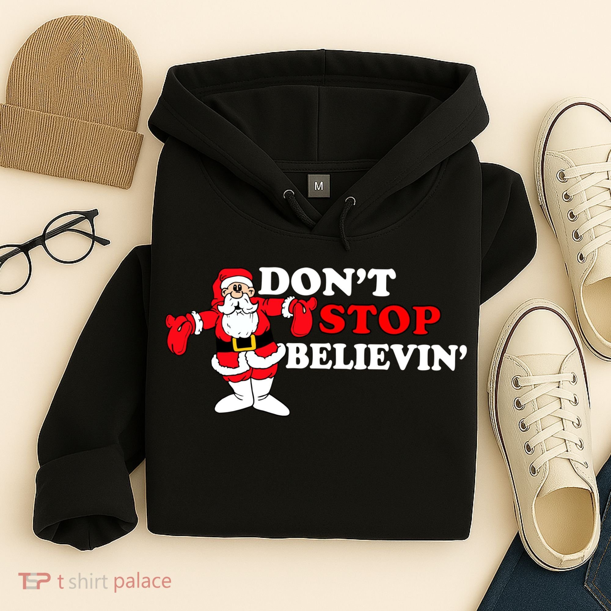 Don't Stop Believin Santa Hoodie