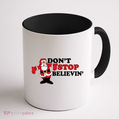 Don't Stop Believin Santa Coffee Mug back