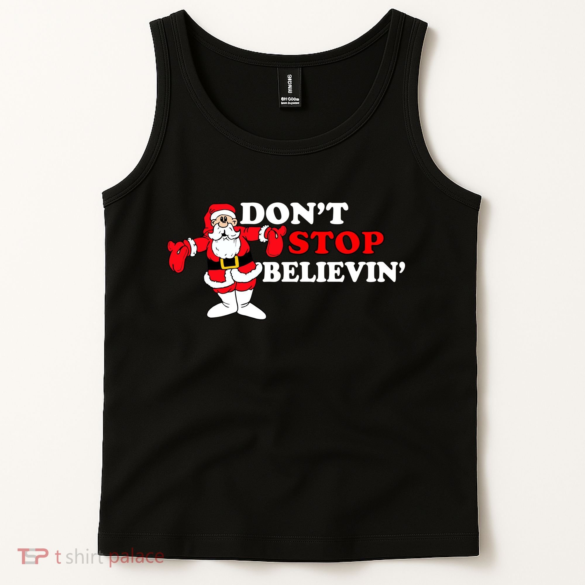 Don't Stop Believin Santa Tank Top