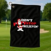 Don't Stop Believin Santa Golf Towel thumb 1