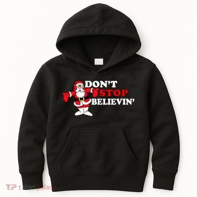 Don't Stop Believin Santa Kids Hoodie