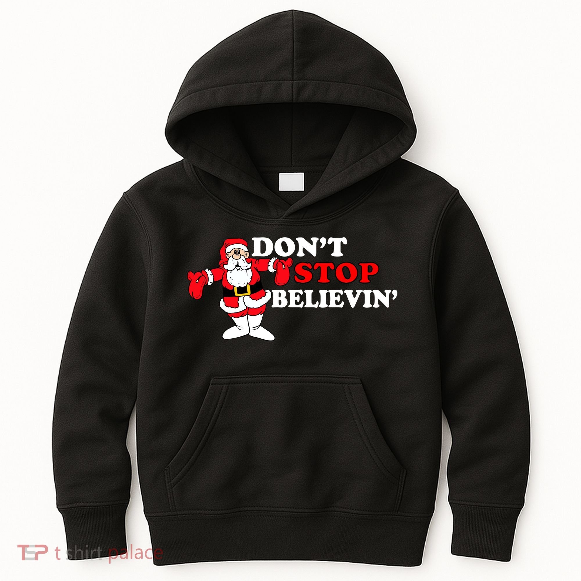 Don't Stop Believin Santa Kids Hoodie