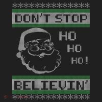 Don't Stop Believin Santa Ho Ugly Christmas Beanie thumb 2