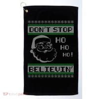 Don't Stop Believin Santa Ho Ugly Christmas Golf Towel thumb 0