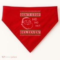Don't Stop Believin Santa Ho Ugly Christmas USA-Made Doggie Bandana thumb 0