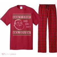 Don't Stop Believin Santa Ho Ugly Christmas Pajama Set thumb 0
