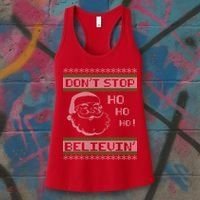 Don't Stop Believin Santa Ho Ugly Christmas Women's Tank Top thumb 3