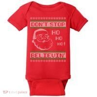Don't Stop Believin Santa Ho Ugly Christmas Baby Bodysuit thumb 0