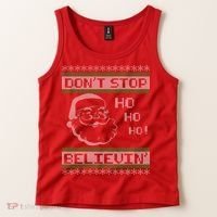 Don't Stop Believin Santa Ho Ugly Christmas Tank Top thumb 2