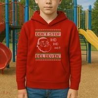 Don't Stop Believin Santa Ho Ugly Christmas Kids Hoodie thumb 2