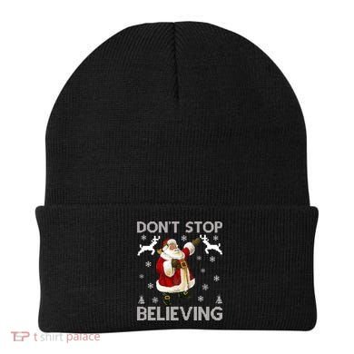 Don't Stop Believing Christmas Ugly Sweater Design Beanie