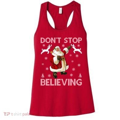 Don't Stop Believing Christmas Ugly Sweater Design Women's Tank Top