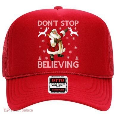 Don't Stop Believing Christmas Ugly Sweater Design Hat