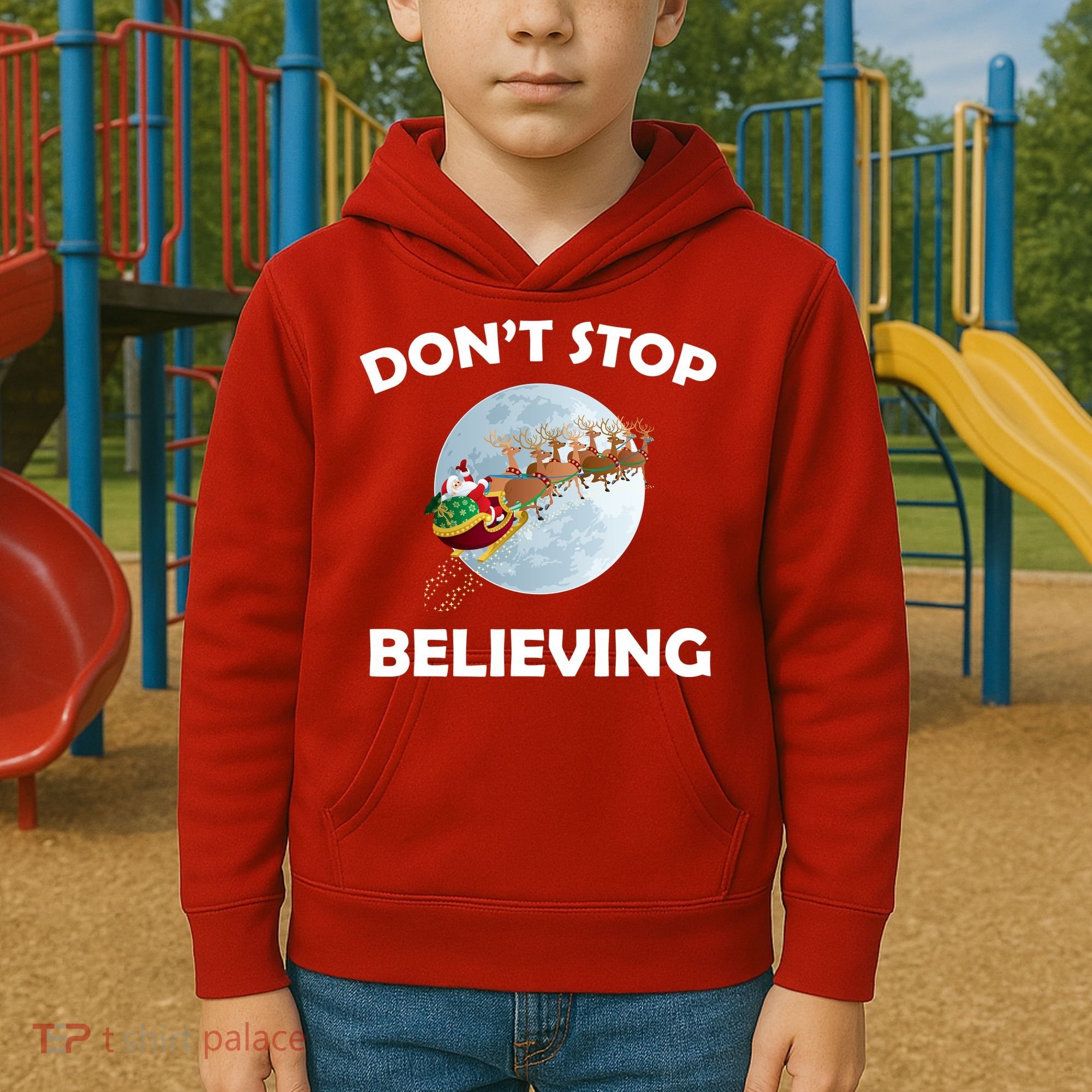 Don't Stop Believing In Santa Kids Hoodie