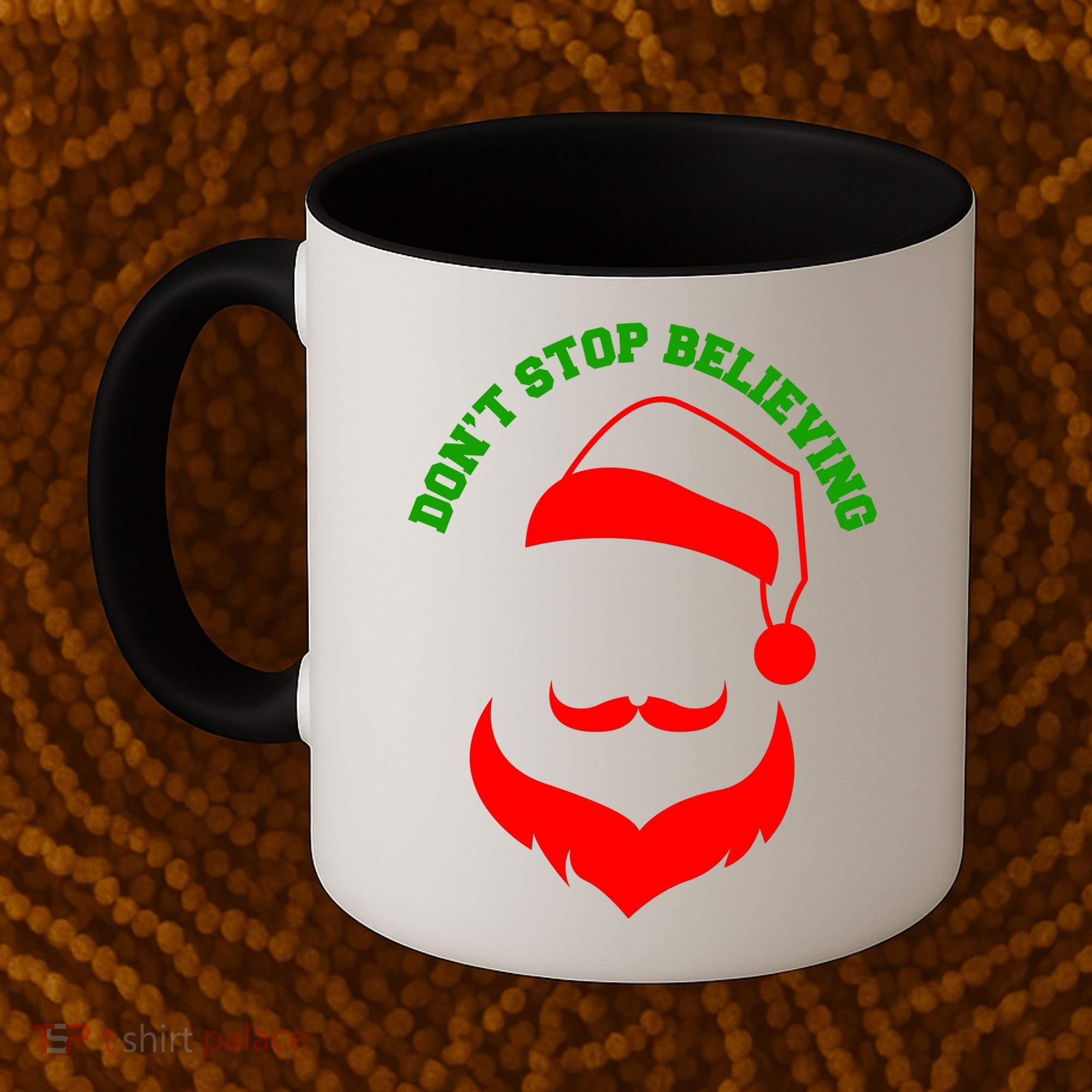 Don't Stop Believing Santa Face Coffee Mug