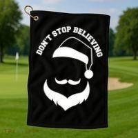Don't Stop Believing Santa Face Golf Towel thumb 1