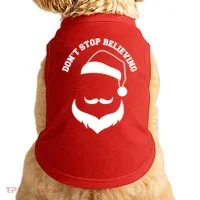 Don't Stop Believing Santa Face Doggie Tank thumb 0