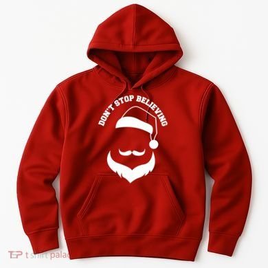Don't Stop Believing Santa Face Hoodie